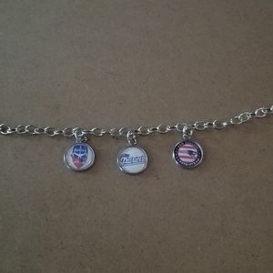 Stainless steel Patriots charm bracelet